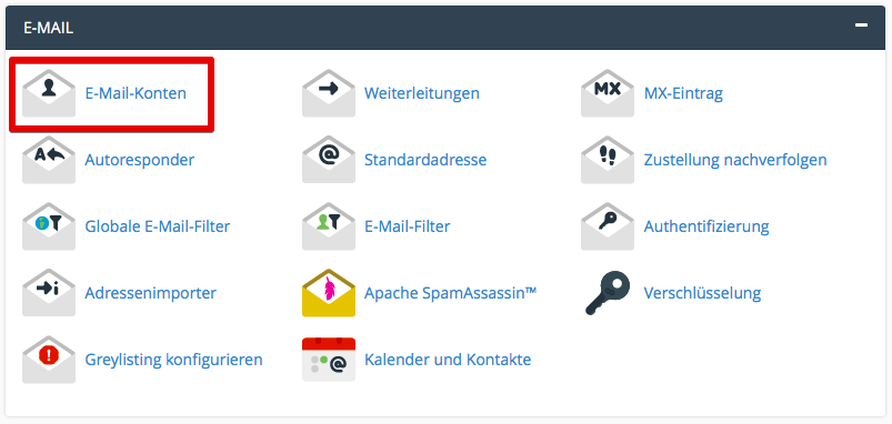 cPanel E-Mail Konten