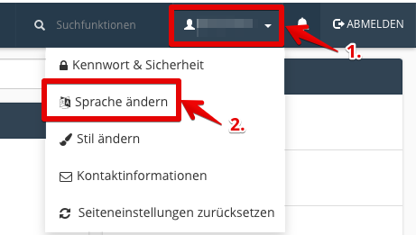 cPanel Sprache ändern